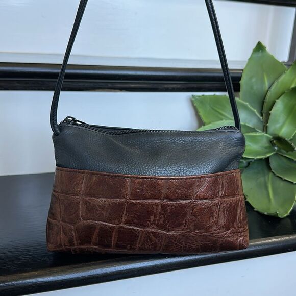 Genuine leather embossed Crossbody shoulder handbag purse clean vintage copper - Picture 1 of 10